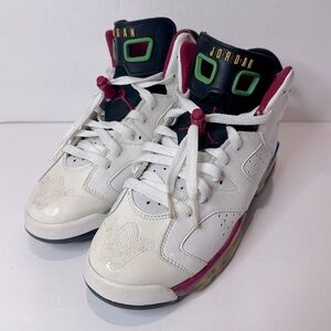 Jordan 6 Kids White and Red Sneakers